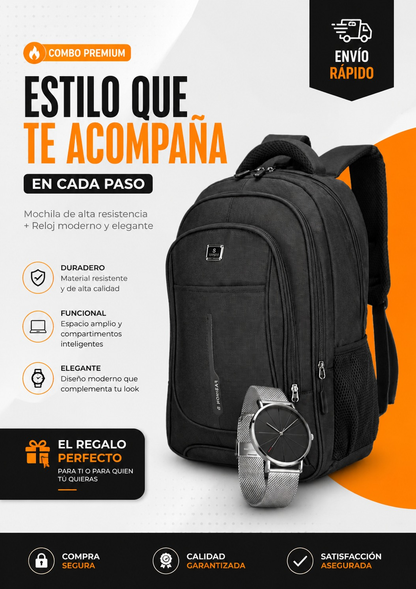 COMBO MODA HOMBRE BOLSO MAS RELOJ